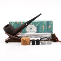 【CC】✷❍  Sandalwood Pipe Set ， 9MM Filter Wood Dry Ebony ，Smoking Straight Tobacco ，with 10 type cleaning kit