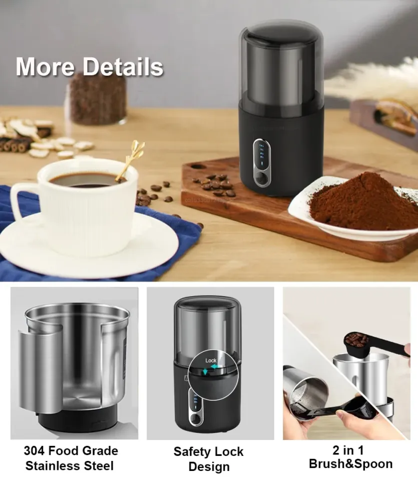 Coffee Grinder Electric Espresso PM06 Coffee Bean Grinder Stainless Steel  Automatic Cordless Portable Rechargeable Coffee Mill