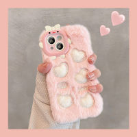 เคสสำหรับ iPhone ตุ๊กตาผ้ากำมะหยี่การ์ตูนน่ารักมีขนนุ่มเคสห่อหุ้มขนฟูให้ความอบอุ่นเลือนๆสำหรับผู้หญิงหญิงสาว