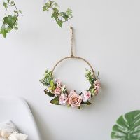 Hoop Wreath Artificial Flower and Vine Wreaths Garlands Wall Hanging Pendant Christmas Door Decor Wedding Garlands for Home Gift