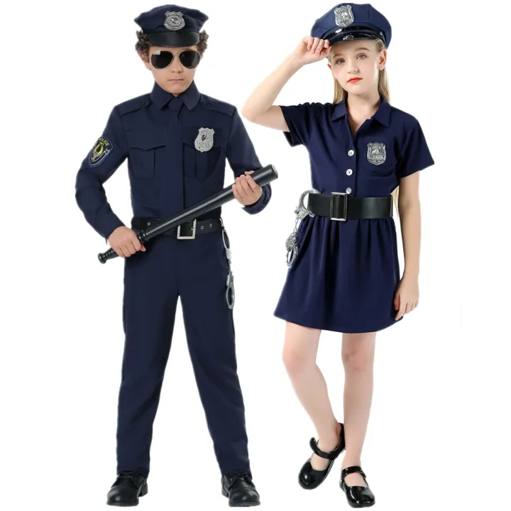 Full Set Deluxe Police Cop Officer Costume Role Play Kids Boys Girls ...