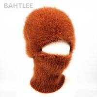 BAHTLEE ฤดูหนาวหน้ากากสกี Balaclava Angora กระต่ายถักหมวกผ้าพันคอคออุ่นสำหรับผู้ชายหรือผู้หญิงหมวกขนแกะ