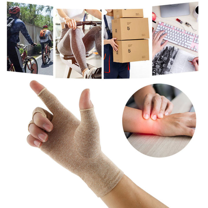 1คู่ถุงมือช่วยจับถุงมือลดอาการปวดข้อถุงมือครึ่งนิ้ว-w-รหัสสายรัดถุงมือไม่มีนิ้ว-relief-เจ็บปวดบรรเทาอาการปวดโรคไขข้อถุงมือลดอาการปวดข้อถุงมือลดอาการปวดข้อ-relief-กับสายรัดถุงมือลดอาการปวดข้อ