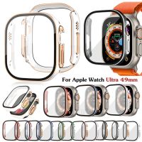 ปก + แก้วสำหรับ Apple Watch อัลตร้า49มิลลิเมตรกรณี PC คู่สีกันชนนิรภัยป้องกันหน้าจอ40มิลลิเมตร42มิลลิเมตร44มิลลิเมตรสำหรับ Apple Watch ซีรีส์8 7 41มิลลิเมตร45มิลลิเมตรป้องกัน