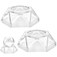 HAOYUNLA 2 พีซี Ball Display Bases Geometric Clear Acrylic ที่มีรูปทรงเรขาคณิตสำหรับงานฝีมือทรงกลมแก้ว