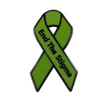 【CW】 End the Stigma green mental health awareness ribbon pin badge