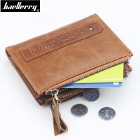 「Layor wallet」Baellerry กระเป๋าสตางค์ผู้ชายมาใหม่,กระเป๋าสตางค์จุมากซิปคู่มินิธุรกิจหนังวัวแท้มี Dompet Koin