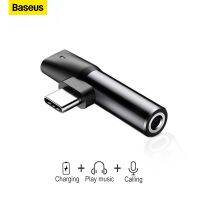 Baseus USB 2 In 1,ตัวแปลงประเภท C เป็น3.5หัวแจ็คอักซ์มิลลิเมตรอะแดปเตอร์หูฟังแบบขยายชาร์จสำหรับ Xiaomi 8หัวเว่ย