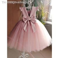 ☃❀✺ jfmkfmdm Vestido de tule rosa para meninas projeto da flor sem encosto arco casamento festa princesa bebê criança aniversário