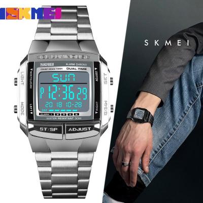 SKEMI นาฬิกาผู้ชาย1381,นาฬิกาธุรกิจกันน้ำ30เมตรนับถอยหลังวันที่ส่องสว่าง Jam Tangan Elektronik เวลาแบบคู่2018