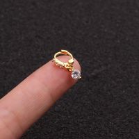 1 PCS Trendy Small Round Micro Pave CZ Ear Hoops Cuff Earrings with Pendant Gold Color 5 mm Circles Copper Hoops Ear Jewelry