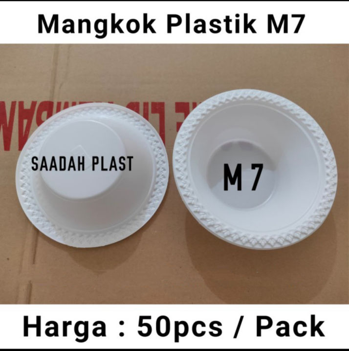 Isi 50 Mangkok Plastik M7 Besar Mangkuk Kuah Tahan Panas Warna