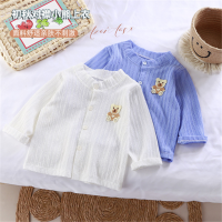 TINGQI 0-10 Years Old Kids Girls Cardigan Blue White Pink Baby Outerwear Children Sweater Jacket Long Sleeve Bear Print Tops Child Girl Clothes