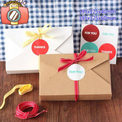 20pcslot 19.5x12.5x4cm Brownwhite Kraft Paper Gift Boxes Enveloped Typed For Candywedding Invitation Cards Fold
