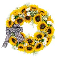 Artificial Sunflower Wreath Christmas Wreath for Front Door Wedding Party Wall Windows Farmhouse Home Decoration