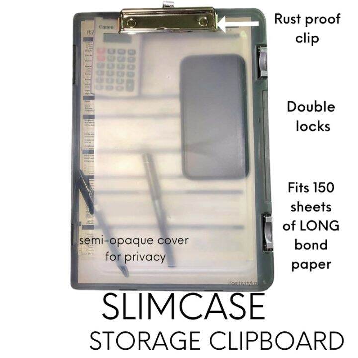 (Positivity) Slimcase Storage Clipboard Long Size with Side Opening