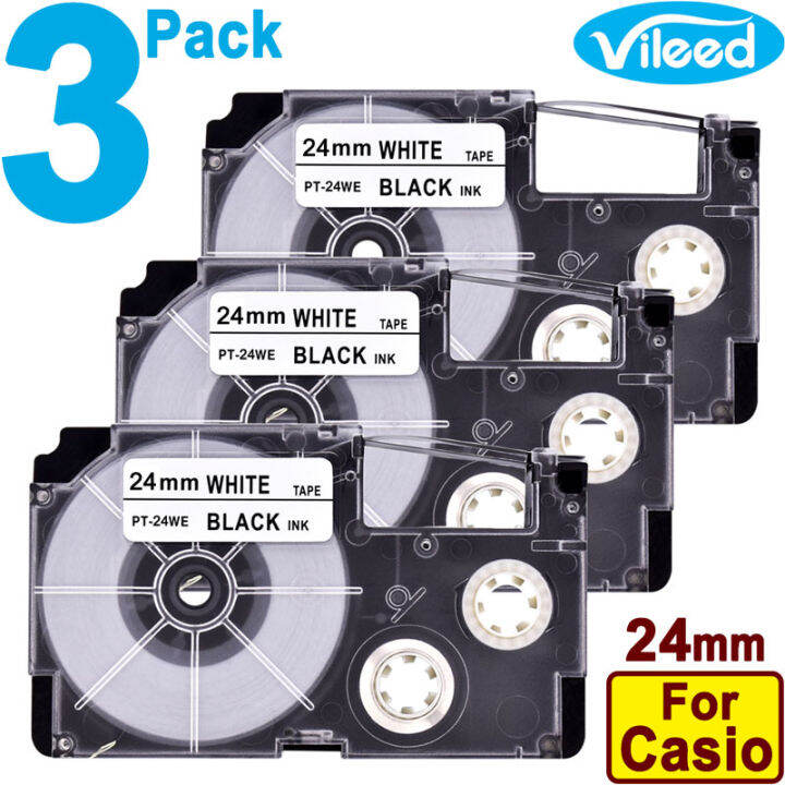 3-pack-24mm-tape-cartridge-for-casio-ez-label-printer-kl-820-kl-g2-kl-p350w-print-label-black-white-clear-red-blue-yellow-green-gold-silver-xr-24we-xr-24we1-xr-24x1-xr-24rd1-xr-24bu1-xr-24yw-xr-24yw1-