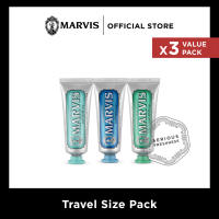 [ Travel Size Pack 3 Pcs. ] Marvis Anise Mint 25ML + Marvis Aquatic Mint 25ML + Marvis Classic Strong Mint 25ML