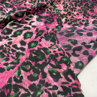 Pink Leopard Printed Brand Polyester Crepe De Chine Fabric Fashion Clothing Shirt Pajamas Fabrics Cloth for Dress by the Meter