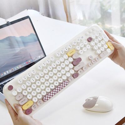 2.4G Wireless Ergonomics Keyboard Set Mixed Color Keycap Keyboard and Mouse Comb for Laptop Notebook PC Home Office Girls Gift