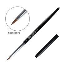 BQAN New Design 2-8# Heart Shape Glitter Black Metal Handle Pure Kolinsky 3D Nail Art Brush Artist Brushes Tools