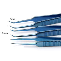 6ชิ้นเซ็ต Microsurgical Instruments 11.5ซม. ปลูกผม Titanium Alloy คีมคุณภาพสูงโค้งแพลตฟอร์มหัวมุม