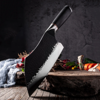 Handmade Forged Kitchen Knife 50Cr15mov Stainless Steel Meat Cleaver Chef Slicing Knives High Carbon Hammered Pattern Cutter ?พร้อมส่ง?มือปลอมมีดครัวมีดสแตนเลสเนื้อตัดมีดเชฟมีดค้อนคาร์บอนสูง