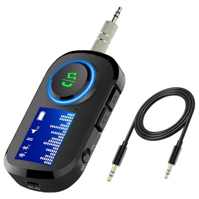 Bluetooth 5.0 Transmitter and Receiver with Digital Display Screen,Handsfree Calls,3D Surround Sound for Car Home Stereo