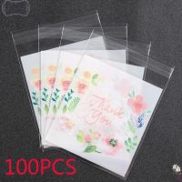 GOHILLER 100PCS กาวในตัว งานสังสรรค์ ขอขอบคุณ ดอกไม้ เครื่องมือทำขนม เบเกอรี่ กระเป๋าขนม ถุงคุกกี้ ถุงบรรจุภัณฑ์ อุปกรณ์ห่อ