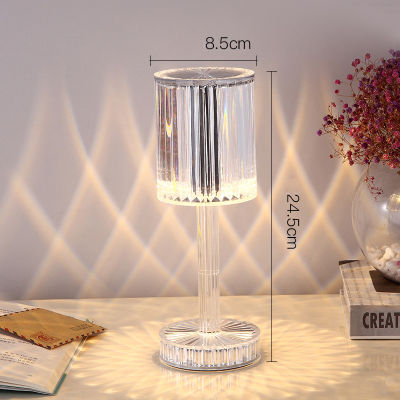 LED Diamond Crystal Projection Desk Lamp USB Charging Touch Sensor Restaurant Bar Decoration Table Lamps Romantic Night Lamp