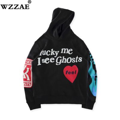 19Ss Kanye West Kids See Ghost Logo Flocking Women Men Hoodies Sweatshirts Hip Hop Streetwear Men Fashion Japanese Hoodie Size Xxs-4Xl