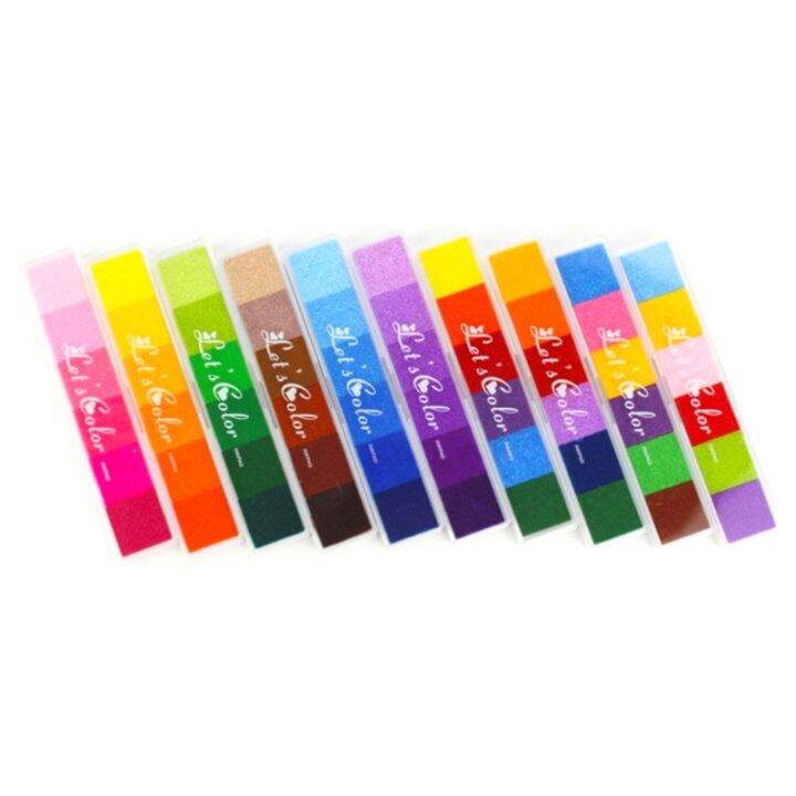 Finger Stamp Pad Rubber Stamp 6 Color Long Strip Gradient Inkpad Thick