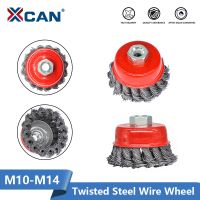 XCAN Twisted Steel Wire Wheel M10 M14 Brush Strong Paint Remove Rotary Twist Knot Deburring 2.5 6 Inch For Metal Angle Grinder