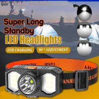 COB ไฟฉาย LED ขนาดเล็กสำหรับกลางแจ้ง,ไฟฉายติดบนหัวชาร์จไฟ USB กันน้ำตกปลา