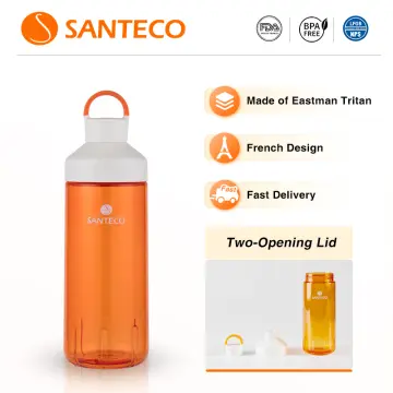 Insulated Water Bottles 24 oz, Santeco Stainless Steel Bottles with Lanyard  & Wide Mouth Spout Lid, Leak Proof, Double Wall Vacuum Water Bottle, Keep