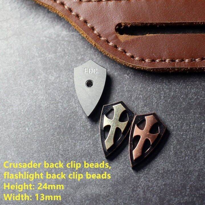 cnedc-cross-with-screw-shield-titanium-alloy-copper-brass-flashlight-clip-folding-knife-pendant-accessories-knife-beads