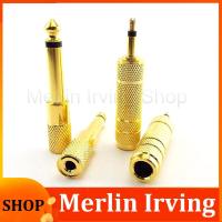 Merlin Irving Shop 2pcs 6.35mm 1/4" mono Male To 3.5mm 1/8" Female Connector Jack Audio Speaker Mono Terminal Plug Headphone Adapter Gold Plated 6.5mm