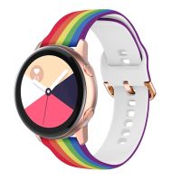 20mm 22mm Rainbow Print Band for Samsung Galaxy Watch Active 2 Strap Silicone Replacement for Galaxy Watch 3 Bracelet 4 5 5 Pro