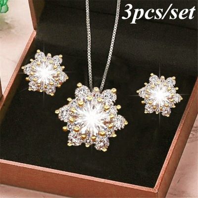 3 Pcs/set Jewelry Gift Necklace and Earing Set Snowflake Antique Necklace Earrings Christmas Snowflake New Women Jewellery Set Headbands