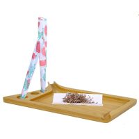 Bamboo Wood Rolling Tray With Pre-Rolled-Cone Holder Handmade Herb Multifunctional Tray (5.2