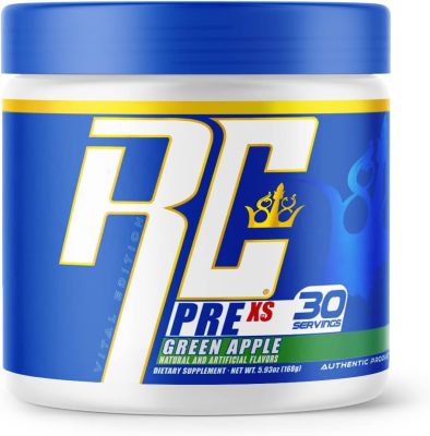 Ronnie Coleman Signature Series Pre XS (Green Apple) (30 Servings) RC Pre Workout Powder for Women and Men for Extreme Energy and Focus Supplement with Beta-Alanine, preworkout