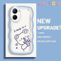 Jjlingji เคสสำหรับ Realme C33 C31 C33 C55 V30 5G Narzo เคส N55แฟชั่นหมีสีสันสดใสมาการองลายคลื่นกันกระแทกแบบใสนิ่มเคสมือถือเคสโปร่งใสลายกล้องถ่ายรูปที่สร้างสรรค์เคสป้องกันซิลิกาเจล