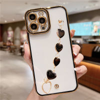 เคสโทรศัพท์สร้อยข้อมือโลหะหัวใจชุบหรูหราสำหรับ Xiaomi POCO X3 NFC ฝาครอบบน M3 Poco X3pro X3GT M 3 M4 M3pro M2