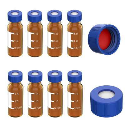 2ML Autosampler Vials Pack Of 100 - HPLC Vials 9-425 Vials with Blue Screw Caps