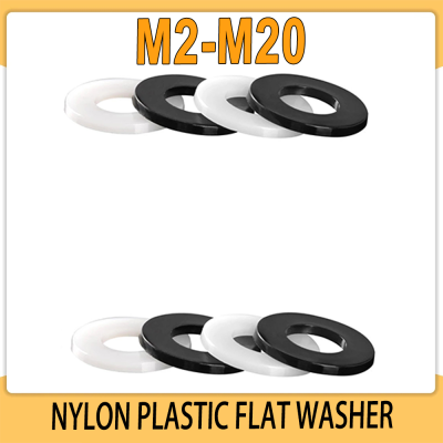 M2.5 M10 M3 M4 M5 M16 M12 M14 M2สีขาวสีดำไนลอนพลาสติกเครื่องซักผ้าแบนเครื่องบิน Spacer ฉนวนกันความร้อนซีลปะเก็นแหวน