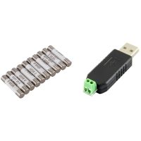 1x USB to RS485 485 Converter Adapter &amp; 10 Pieces 6mmx30mm 20A Faset-Blow Ceramic Fuse Link 500V