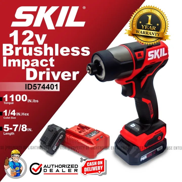 SKIL Brushless 12V 14" Hex Right Angle Impact Driver (ID5744C10