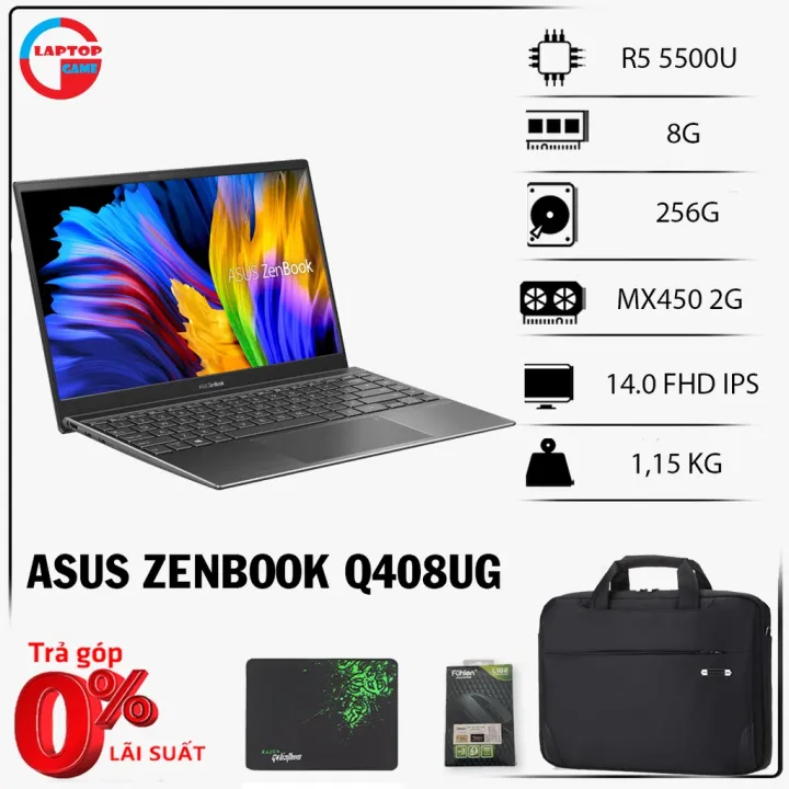 [Mới 100%] Asus Zenbook 14 Q408UG Ryzen 5-5500U, 8GB, 256GB, MX450, 14.0''...