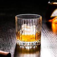 Japanese Striped Whisky Glass Classic Cocktail Glass Vintage Spirits Glass Wine Glass for Bar Use