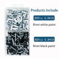 160ชิ้นหลายขนาดตาบอด Rivets อลูมิเนียม,เหล็ก,ไนล่อนป๊อป Rivet Assortment Kit,ป๊อป Rivets Assortment Kit (เงินสีดำ)